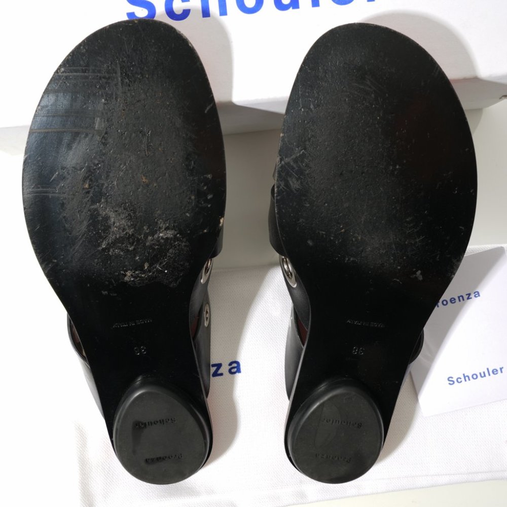 Proenza Schouler black eyelet flat mules size 38 - Picture 5 of 6